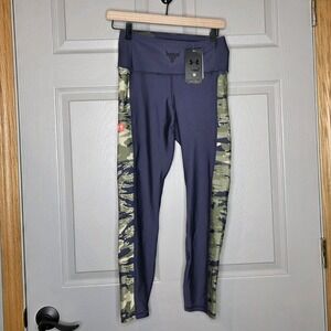 NWT Under Armour Project Rock High Rise Leggings Veterans‎ Day Size M Camo Navy